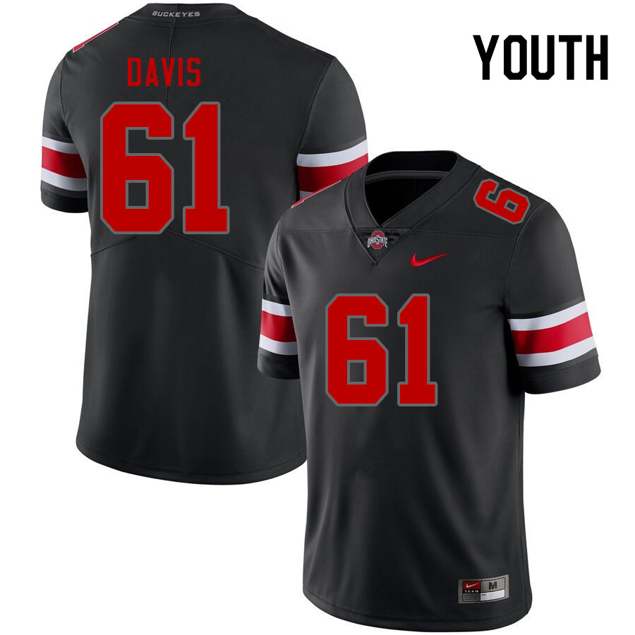 Youth #61 Caden Davis Ohio State Buckeyes College Football Jerseys Stitched Sale-Blackout